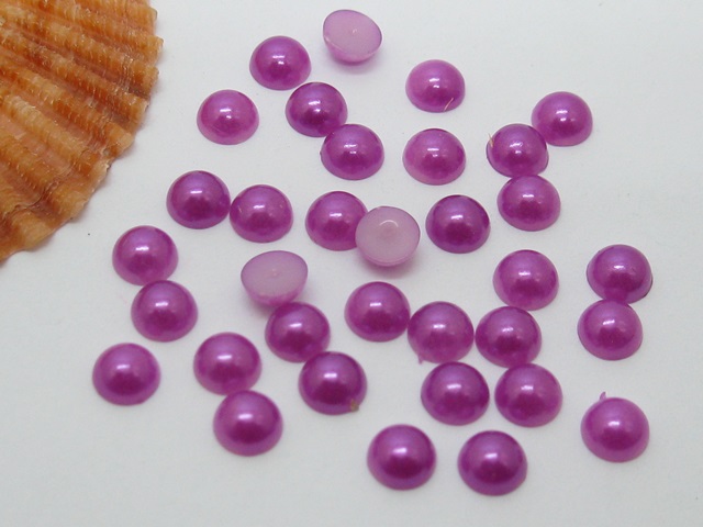 5000Pcs 6mm Purple Semi-Circle Simulated Pearl Bead Flatback - Click Image to Close