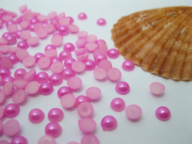 5000Pcs 5mm Fuschia Semi-Circle Simulated Pearl Bead Flatback - Click Image to Close