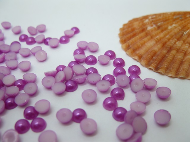 5000Pcs 5mm Purple Semi-Circle Simulated Pearl Bead Flatback - Click Image to Close
