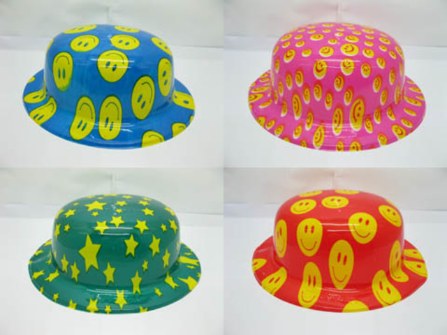 12 Colorful Small Round Hat Fedoras Party Favor Assorted - Click Image to Close