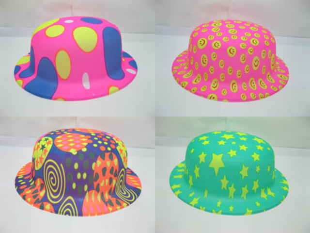 12 Glow in Dark Small Round Hat Fedoras Party Favor Assorted 12 Glow in Dark Small Round Hat Fedoras Party Favor Assorted