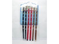 6X Leatherette Adjustable Dog Collars 1.5cm Wide Mixed