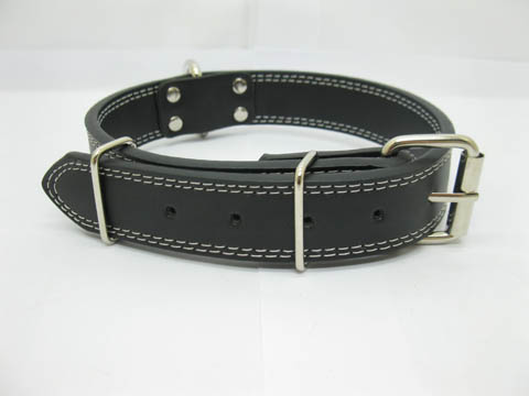 4Pcs Black Leatherette Dog Collar 3cm Wide - Click Image to Close