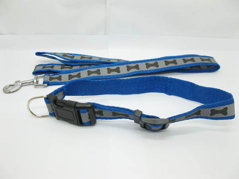 5Sets Reflective Adjustable Dog Collar & Lead Blue 38-62cm - Click Image to Close