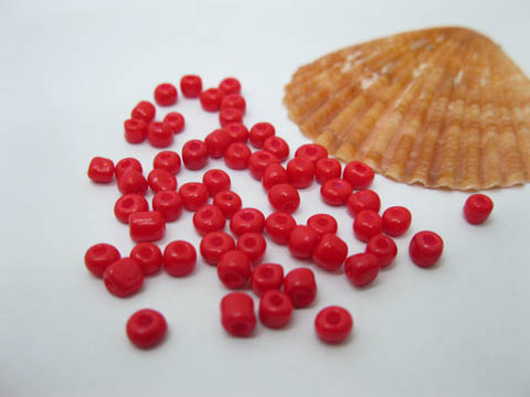 1Bag X 5000Pcs Opaque Glass Seed Beads 3.5-4mm Red - Click Image to Close