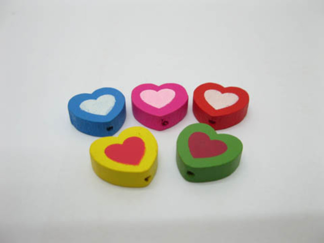 270 New Love Heart Wooden Beads Mixed Color 270 New Love Heart Wooden Beads Mixed Color