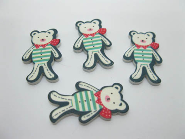 98 Bear Craft Embellishment Scrapbooking 36x22mm - Green - Click Image to Close