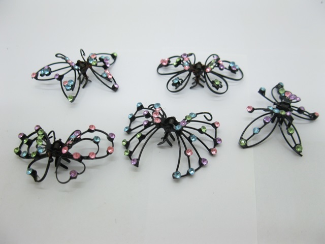 45 Black Hair Clip Barrette Claw with Rhinestone Assorted