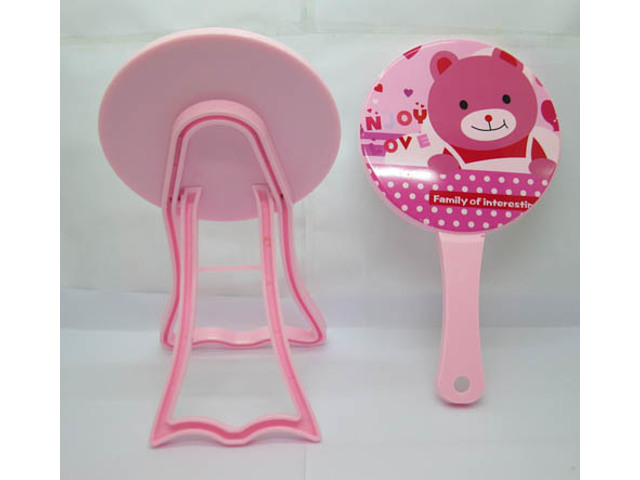 1Set X 2Pcs Pink Handheld & Stand Single Side Makeup Mirror - Click Image to Close