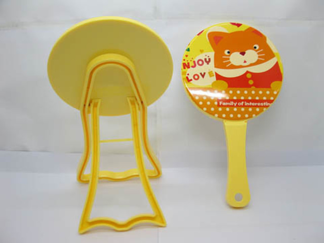 1Set X 2Pcs Yellow Handheld & Stand Single Side Makeup Mirror 1Set X 2Pcs Yellow Handheld & Stand Single Side Makeup Mirror