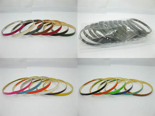 60Pcs Thin Metal Bangle Bracelet Assorted - Click Image to Close