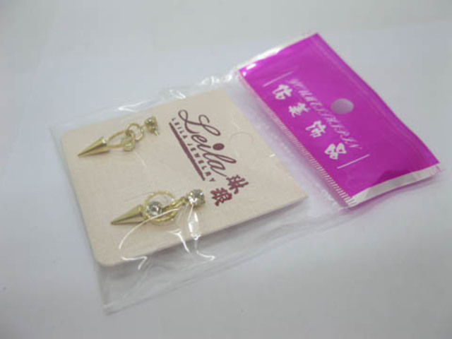 12Pairs Gloden Plated Fashion Earring Studs with Rhinestone