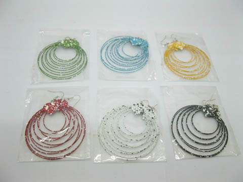 120Pairs New Classic Fashion Multi Hoop Earrings Mixed Color - Click Image to Close