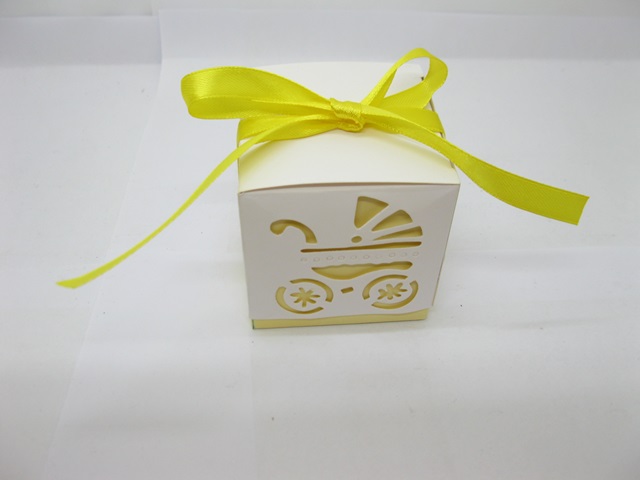 50 Baby Carriage Cutout Bomboniere Gifts Boxes Yellow - Click Image to Close