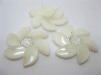20Pcs Pearl White Flower Hairclip Jewelry Finding Beads 6cm