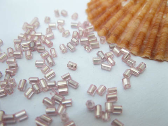 1Pack X 38000Pcs Pink Bugles Glass Tube Beads