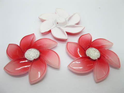 20Pcs Red Flower Hairclip Jewelry Finding Beads 6cm - Click Image to Close