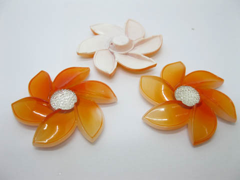 20Pcs Orange Flower Hairclip Jewelry Finding Beads 6cm - Click Image to Close