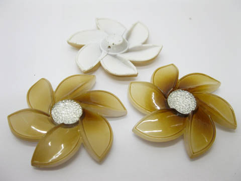 20Pcs Coffee Flower Hairclip Jewelry Finding Beads 6cm - Click Image to Close