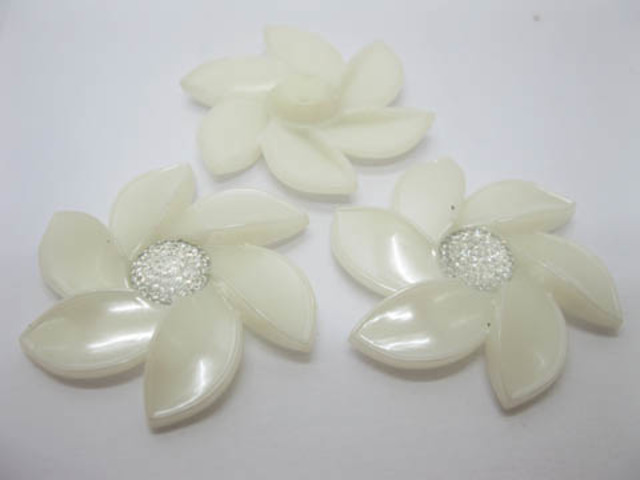 20Pcs Pearl White Flower Hairclip Jewelry Finding Beads 6cm - Click Image to Close