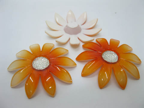 20Pc Orange Blossom Sunflower Hairclip Jewelry Finding Beads 6cm - Click Image to Close