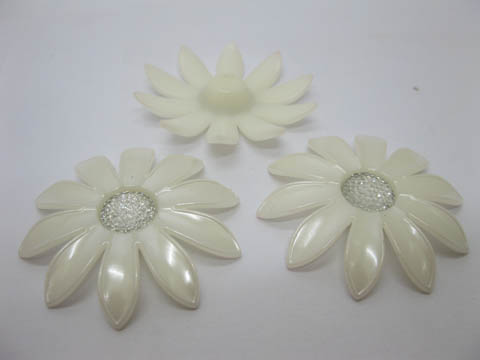 20Pcs Pearl White Blossom Sunflower Hairclip Jewelry Finding - Click Image to Close