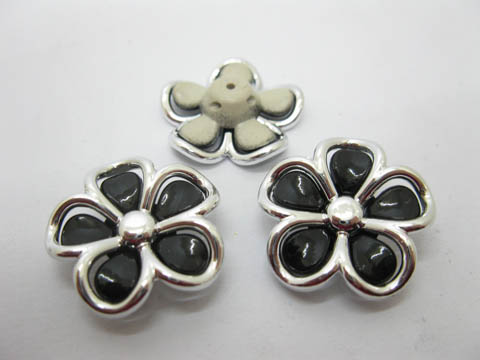40Pcs Blossom Flower Hairclip Jewelry Finding Beads - Black - Click Image to Close