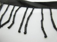 9Mtrs Black Beaded Curtain Trimming Fringe Craft Trim