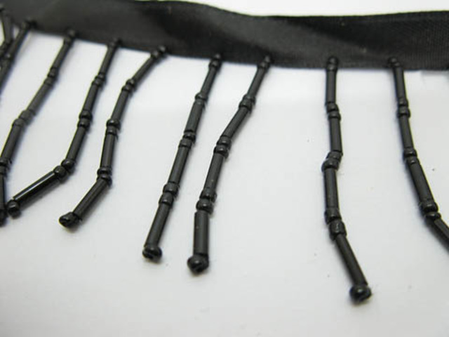 9Mtrs Black Beaded Curtain Trimming Fringe Craft Trim