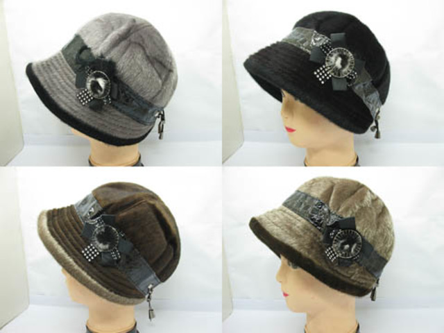 5X New Warm Women's Faux Fur Hat Mixed Color - Click Image to Close