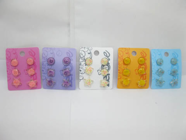 180 Pairs Colorful Arcylic Earring Studs Assorted