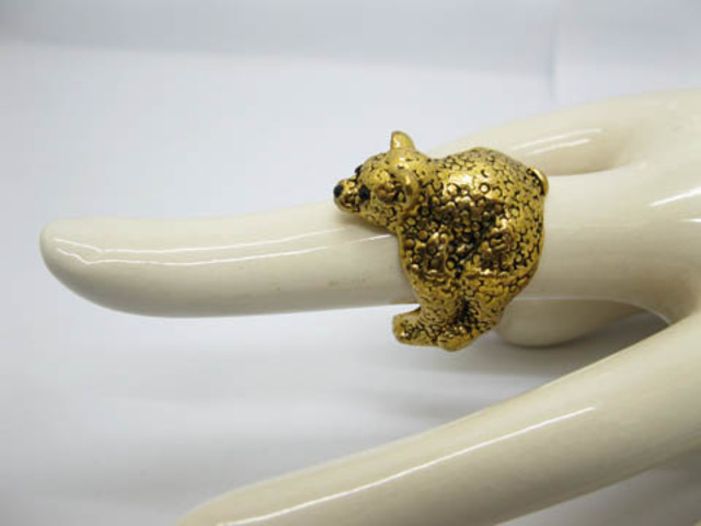 3x12 Golden Plated Bear Shaped Alloy Metal Rings 19mm Dia. 3x12 Golden Plated Bear Shaped Alloy Metal Rings 19mm Dia.