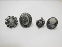24 New Fashion Lady Cameo Rings Assorted with Display Case