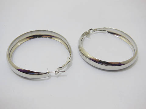 12Pairs Classic Wide Hoop Lock Earrings 50mm Dia. - Click Image to Close