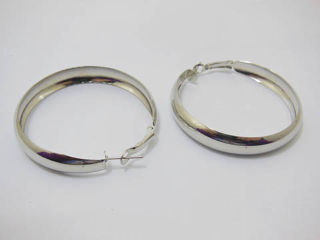 12Pairs Classic Wide Hoop Lock Earrings 50mm Dia.