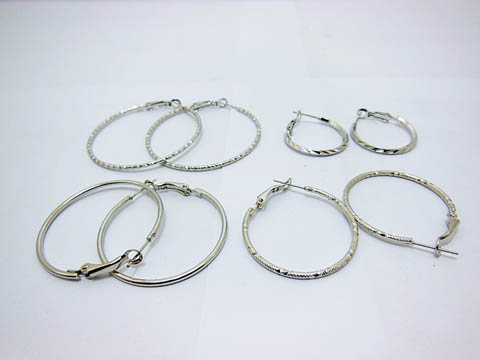 48Pairs New Hoop Lock Earrings Assorted - Click Image to Close
