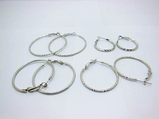 48Pairs New Hoop Lock Earrings Assorted