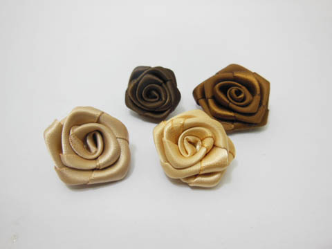 100 Hand Craft Satin Rose Flower Embellishments Mixed Color - Click Image to Close