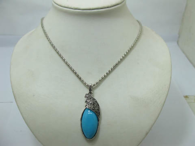 12X Ornate Style Resin Bead Pendant Necklace 44cm Long