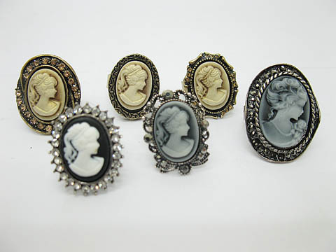30 New Fashion Lady Cameo Rings Assorted - Click Image to Close