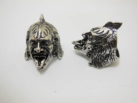 24X Men's Scary Head Design Metal Rings with Case - Click Image to Close