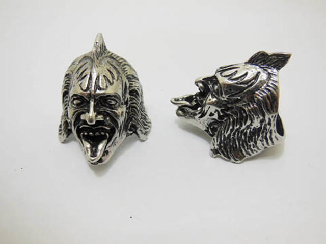 24X Men's Scary Head Design Metal Rings with Case - Click Image to Close