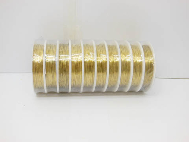 10 Rolls X 12Meters Copper Line Tiger Tail Wire 0.4mm Golden - Click Image to Close