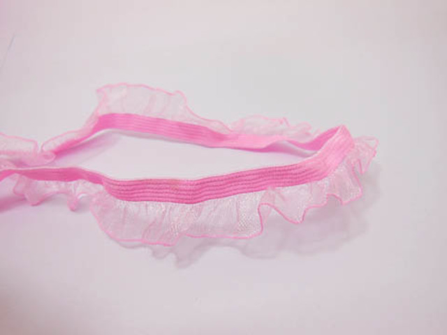 65 Yards Pink Elastic Ruffle Lace Lacemaking Craft Trim 65 Yards Pink Elastic Ruffle Lace Lacemaking Craft Trim