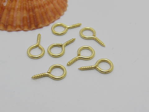 500 Golden Plated Screw Eye Bails for Top Drilled Findings 16x9 - Click Image to Close