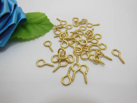 1000 Golden Plated Screw Eye Bails for Top Drilled Finding 13x6. - Click Image to Close