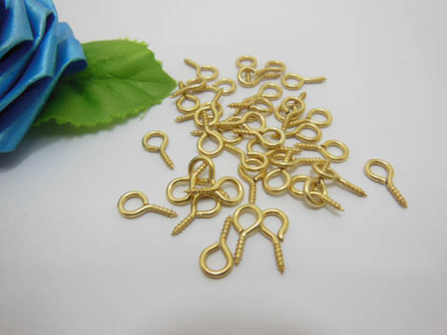 1000 Golden Plated Screw Eye Bails for Top Drilled Finding 13x6. - Click Image to Close