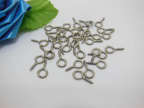 1000 Nickel Screw Eye Bails for Top Drilled Findings 13.5x6.7mm - Click Image to Close