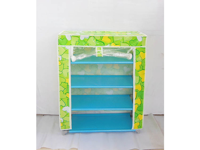 1Pc 4 Tier Shoe Rack Display w/Cover Prevent Dust - Light Green