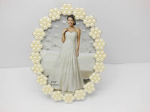 1X European Elegant Pearl Flower Edge Wedding Photo Frame - Click Image to Close